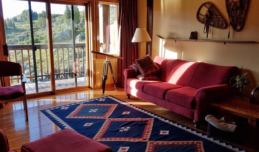 Hang out in this upstairs quiet room in Purcell Mountain Lodge with a good book