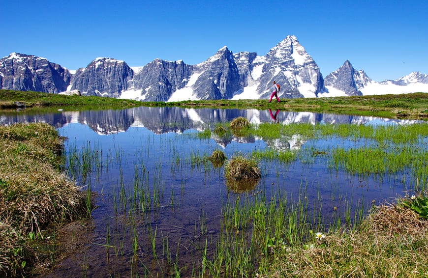 Gorgeous Glacier National Park backdrop on our first hike at Purcell Mountain Lodge