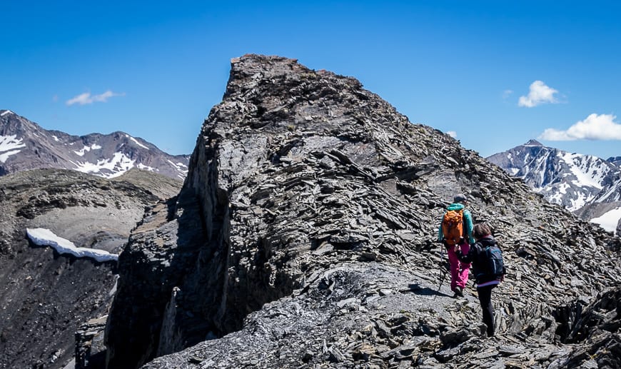 Fortunately the trail along the ridge stays back from the edge