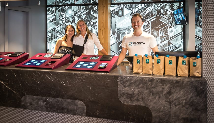 You'll be met by smiling staff and possibly co-owner Jelena King (on the left) at check-in