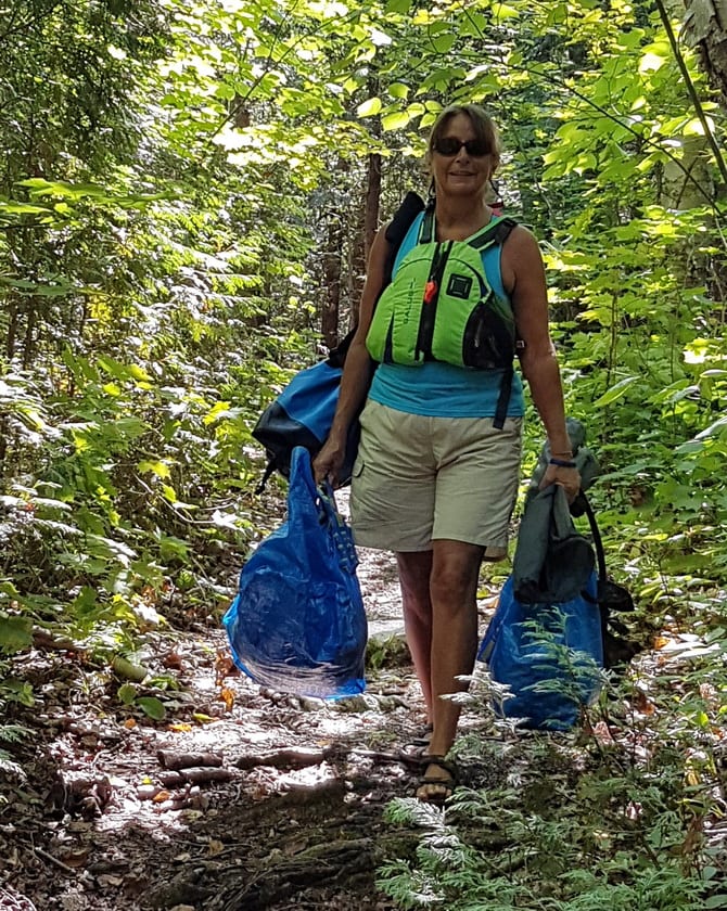 My friend Jo helping with the portage