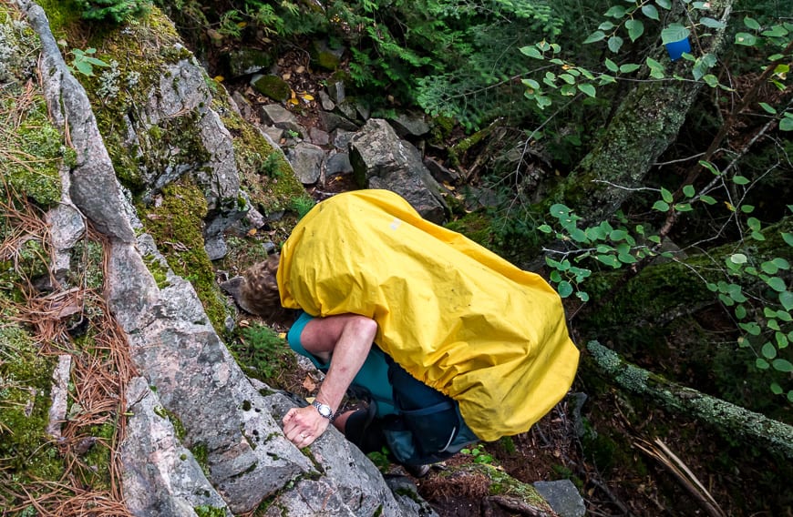 Another very steep section where your whole body is focused on getting down safely