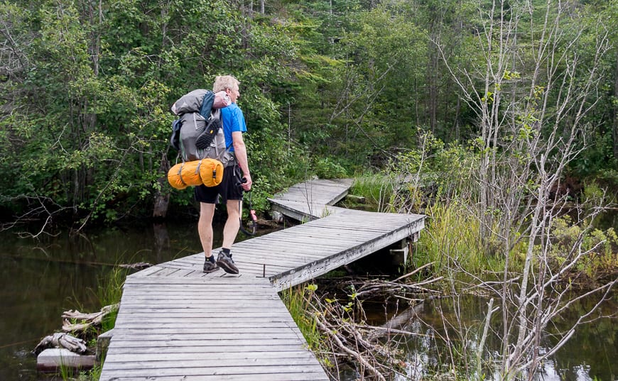 Enjoy a section of boardwalk after you've crossed the Agawa River