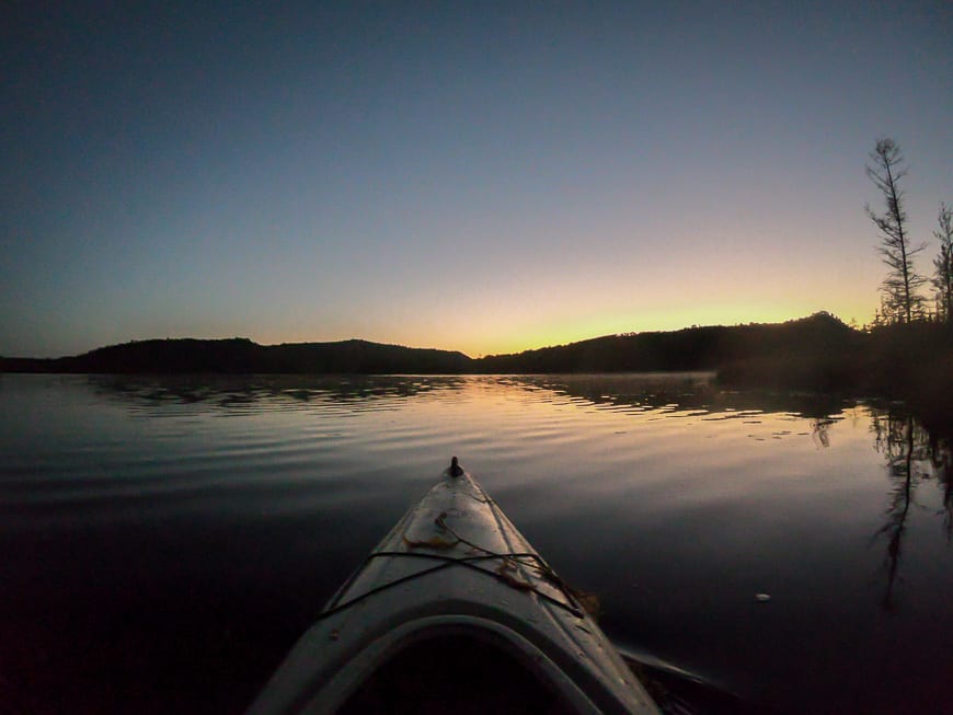 No worries about motor boats on an evening paddle as there aren't any on Helenbar Lake