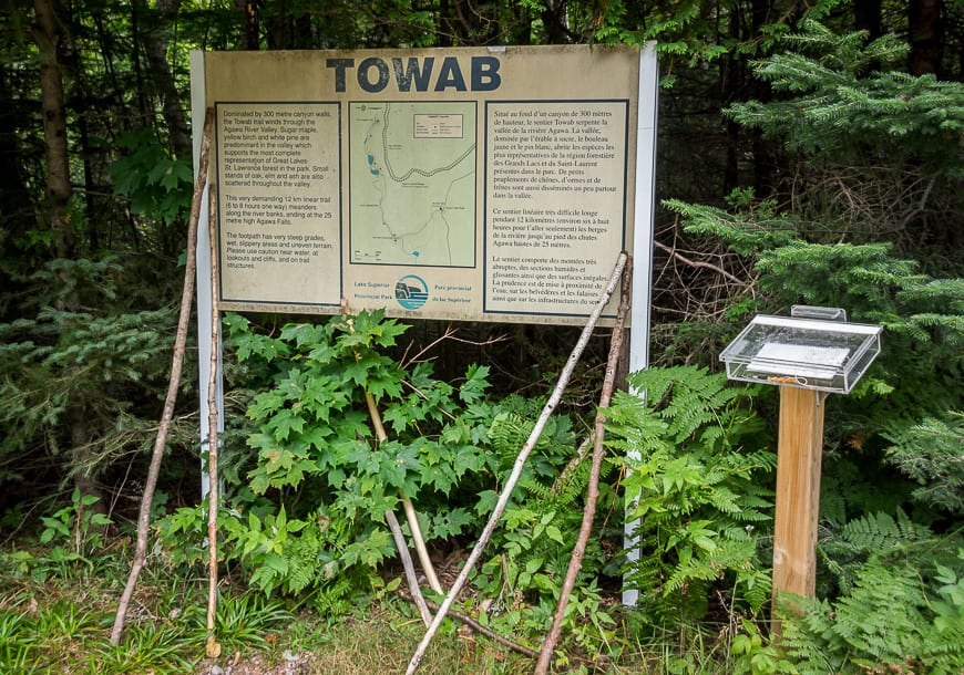 There's a book to register if you plan to camp along the Towab Trail