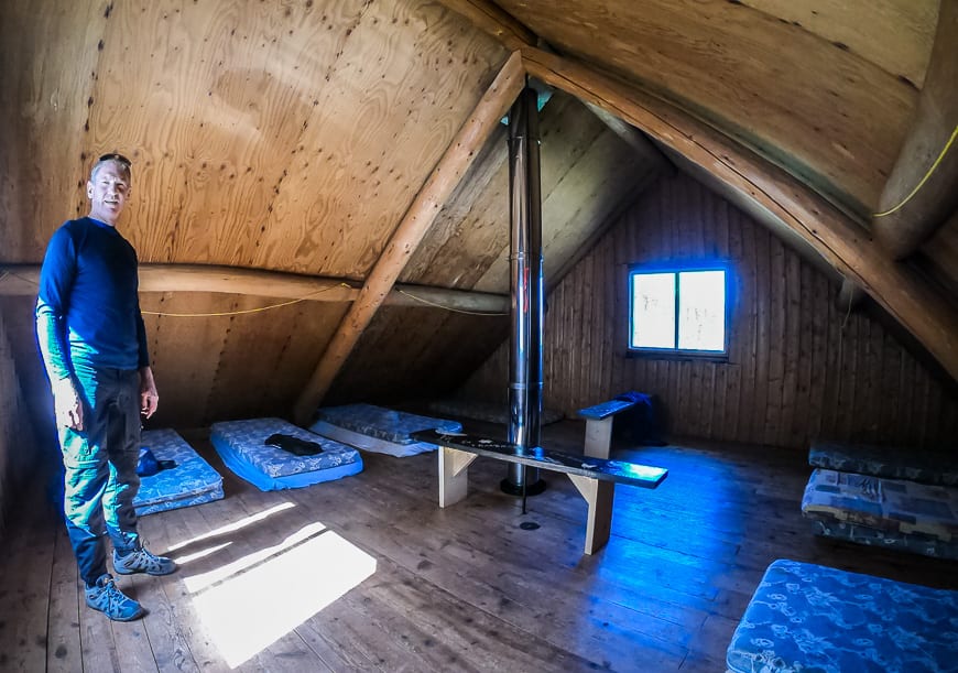 Sleeping arrangements in the hut