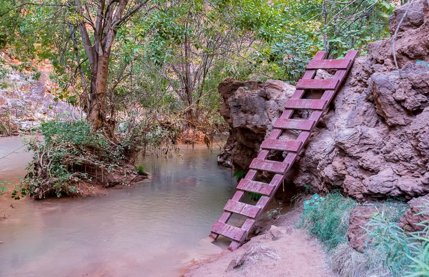 Take a series of ladders down from the main trail to reach Beaver Falls