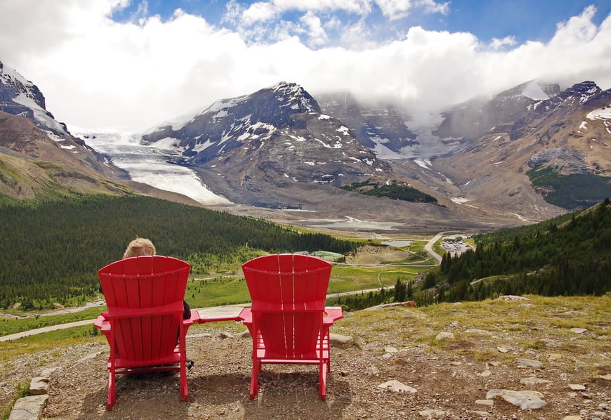 Enjoy a red chair moment part way up Wilcox Pass