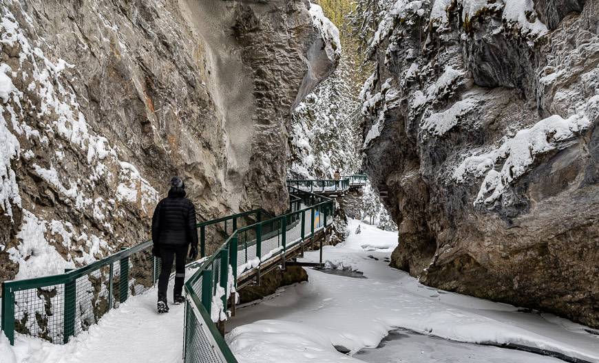 Sometimes you're very close to the water level on the Johnston Canyon ice walk