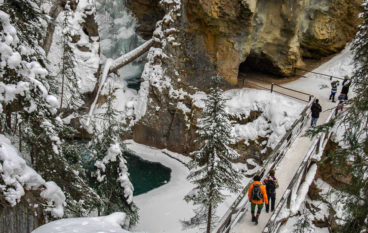 Pretty views at the Lower Falls in Johnston Canyon