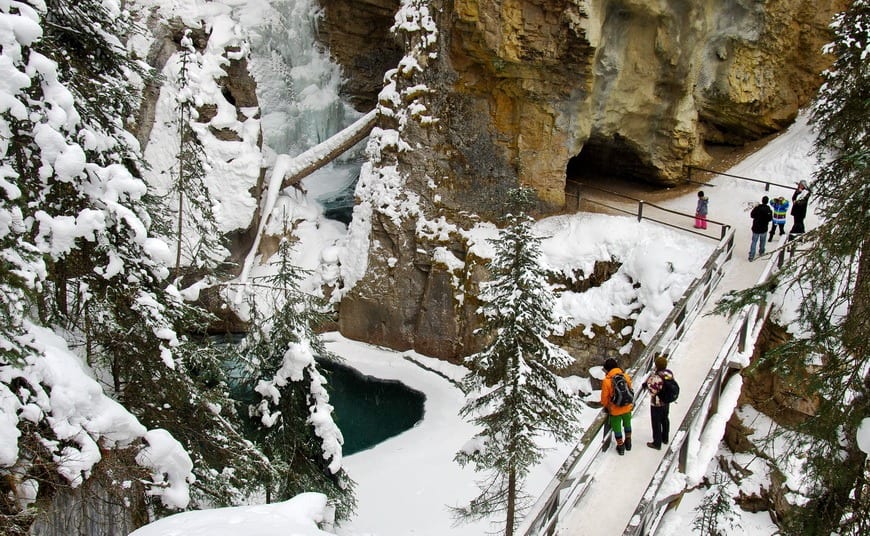 The Hike to Johnston Canyon in Winter - Hike Bike Travel