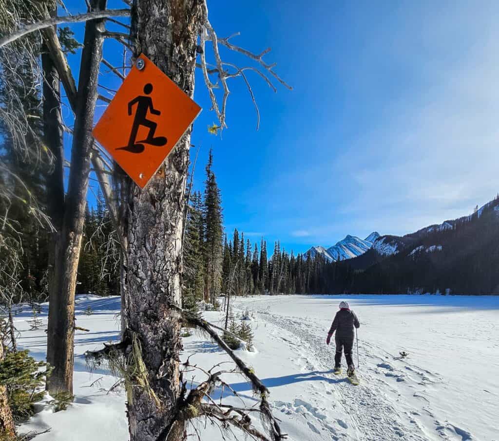 Signage is around on the Hogarth Lakes snowshoe loop but it is infrequent