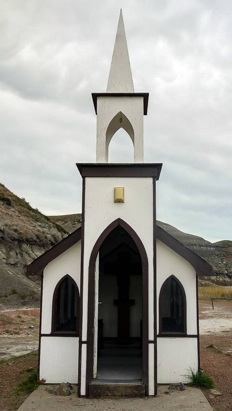 Drumheller's Little Church seats six people at a time