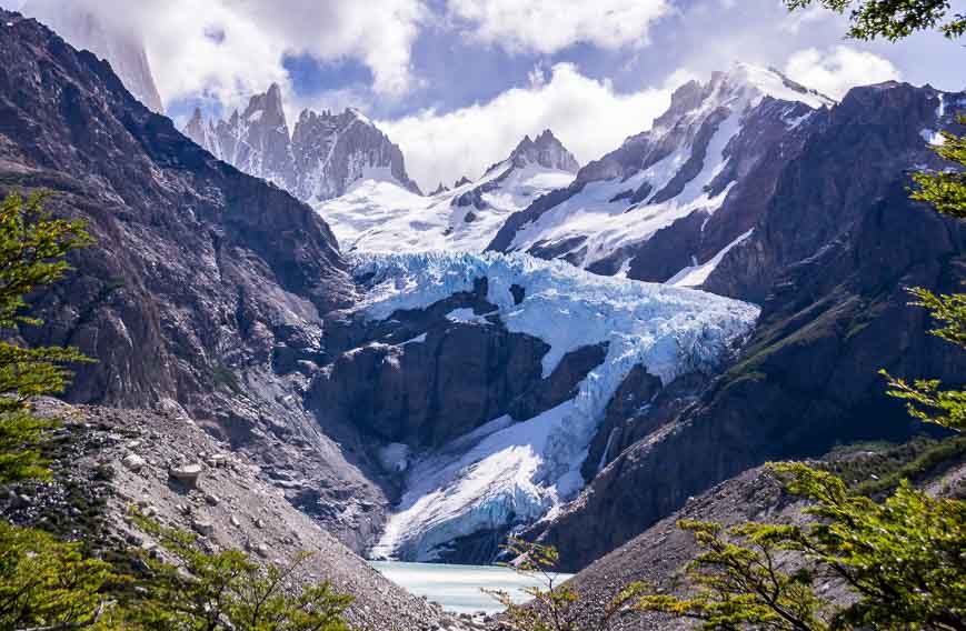 Oogling a glacier at the Piedras Blancas Viewpoint