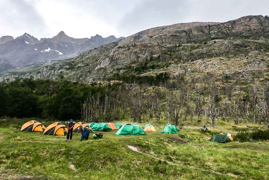 Trying to find a level campsite at Grey Campground