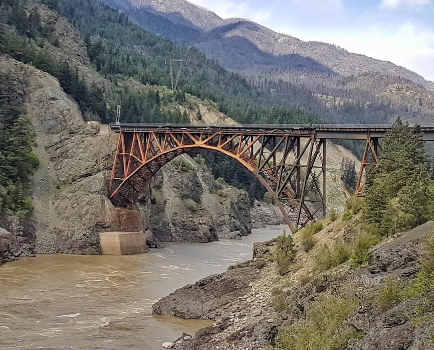 Beautiful rail bridge seen before Kamloops