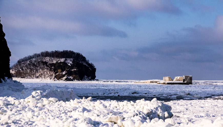 Watching the sun set over the drift ice on the Shiretoko Peninsula