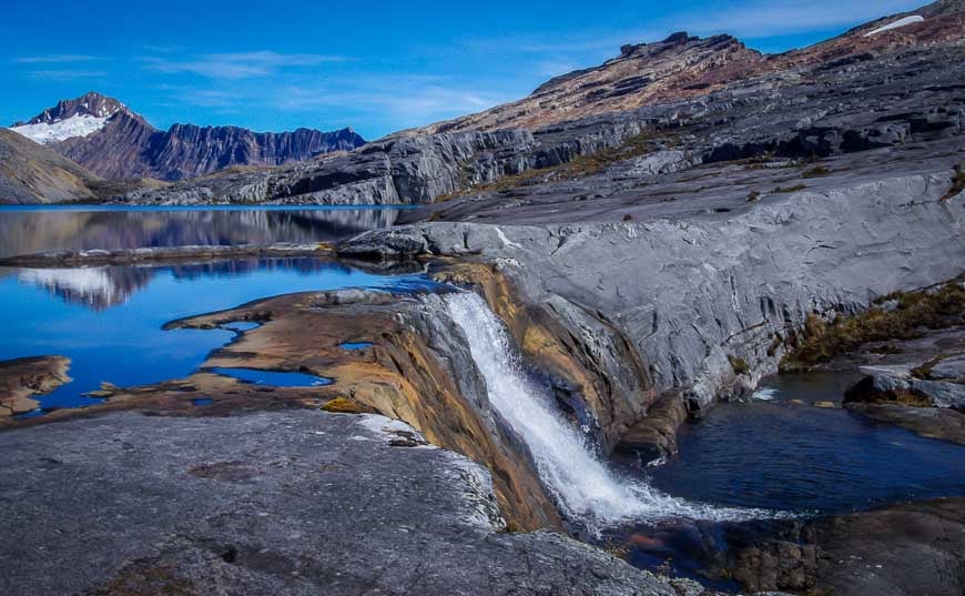 Beautiful waterfall at almost 14,000 feet of elevation on the Sierra Nevada del Cocuy trek