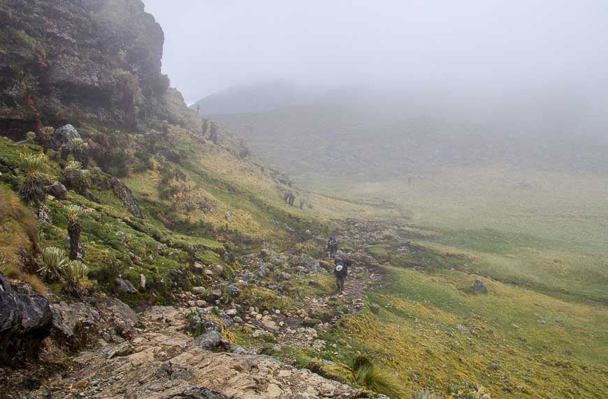 Our last day of hiking started off in thick fog