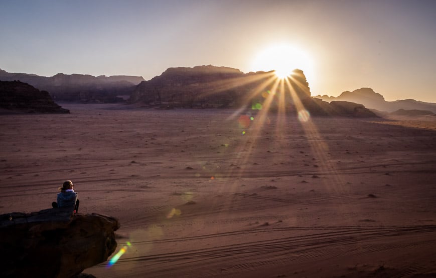 Watching the sunset in Wadi Rum