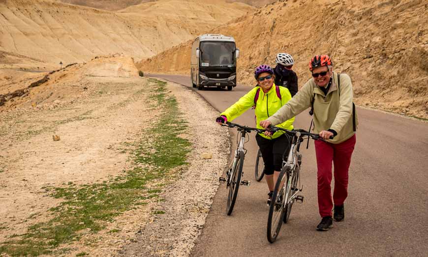 Sometimes you just have to walk your bike instead of cycling in Jordan