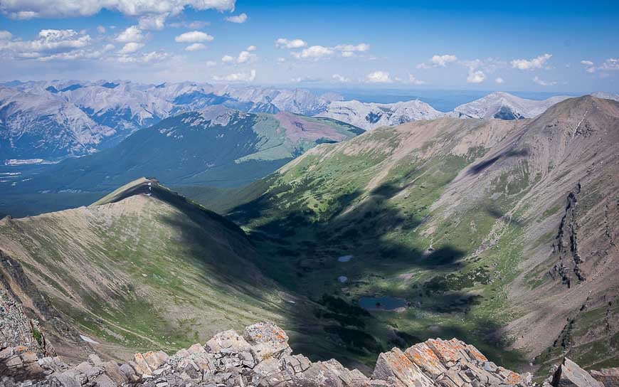 View from Centennial Ridge hike from the summit down the ridge we'll take to Dead Man's Flat