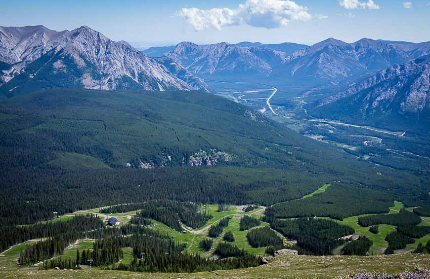 Looking down to the Nakiska Ski Area