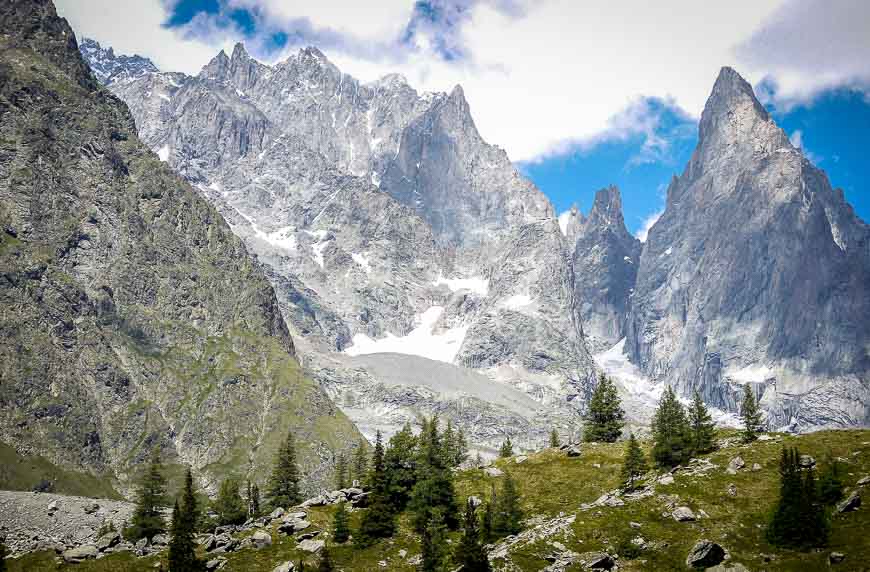 The peaks in view descending from Rifugio Elisabetta