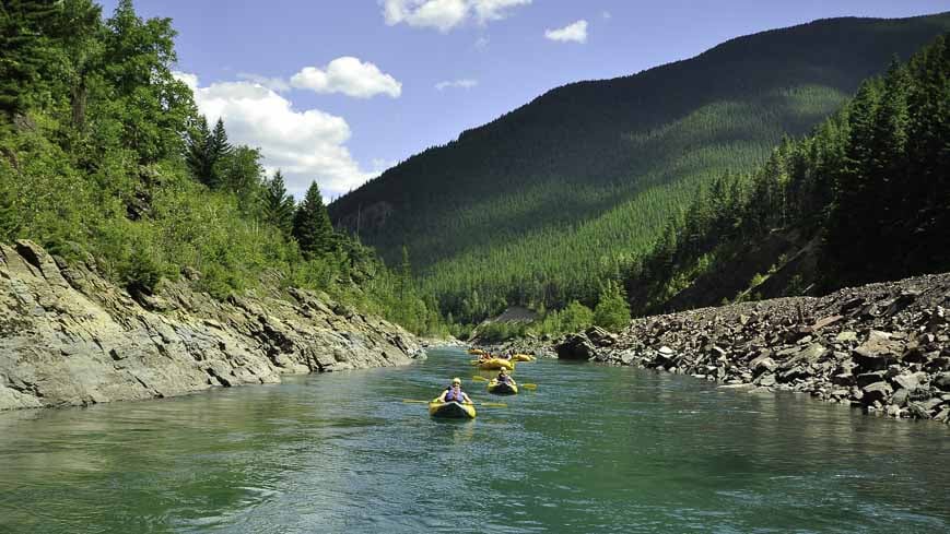 Enjoying a peaceful paddle -one of the family-friendly things to do in Glacier National Park 