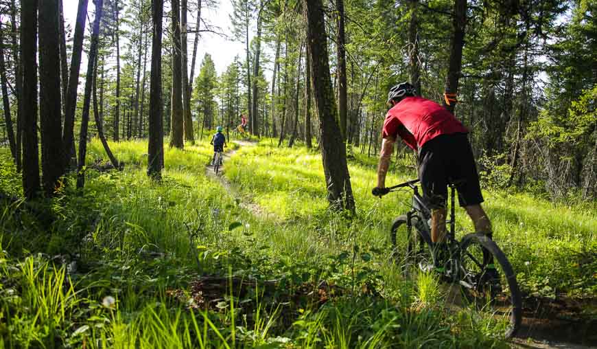 Mountain biking on trails near Whitefish, Montana