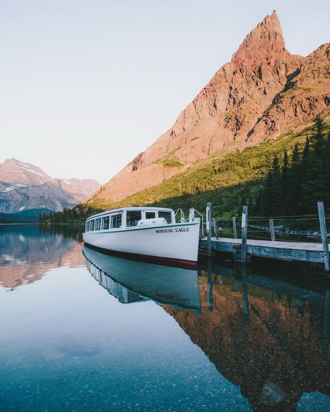 The Morning Eagle runs on Lake Josephine and the boat ride is one of the things to do in Glacier National Park