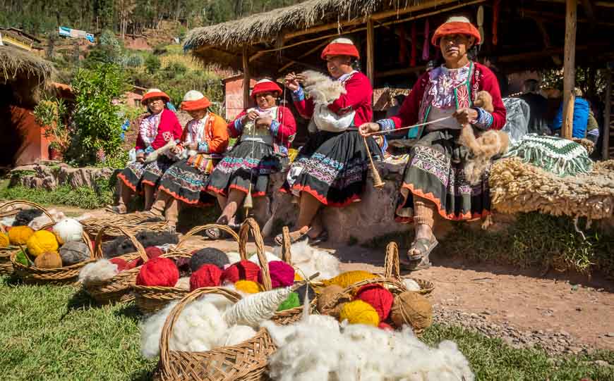 Indigenous women hard at work at the Caccaccollo Women's Weaving Co-op