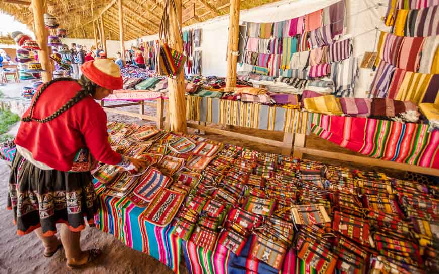 Everything for sale has been made by hand by the women at the Ccaccaccollo Women's Weaving Co-op in the Sacred Valley Peru