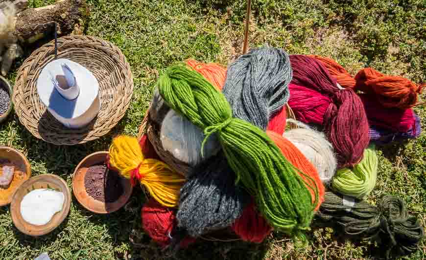 The wool comes in a rainbow of colours - all naturally dyed