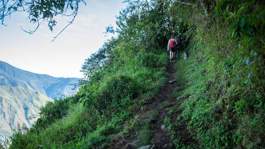 Several hours of very steep climbing on the last day of the trek