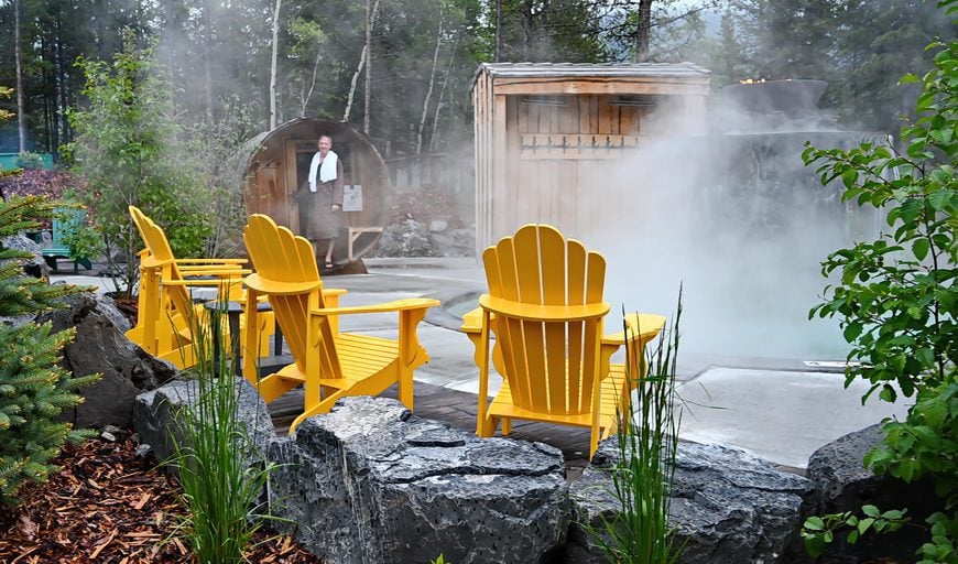 Trying out tone of many saunas at the Kananaskis Spa