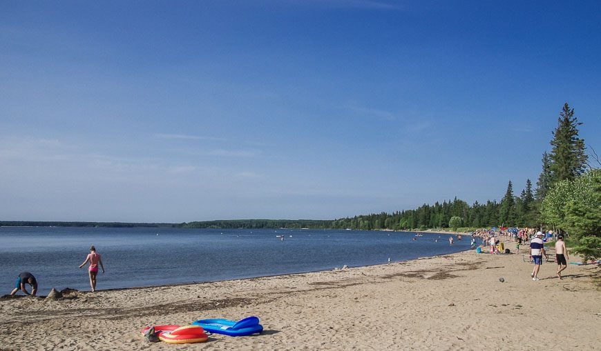 A real beach in Prince Albert National Park - one of the unique places to visit in Saskatchewan