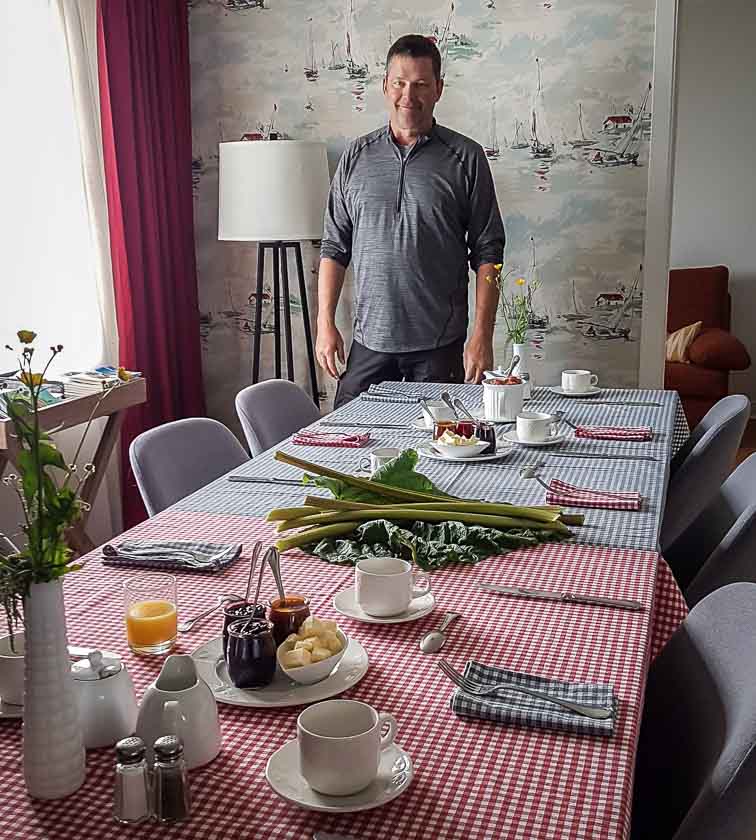 Cozy dining room in the lightkeeper's cottage set up for breakfast