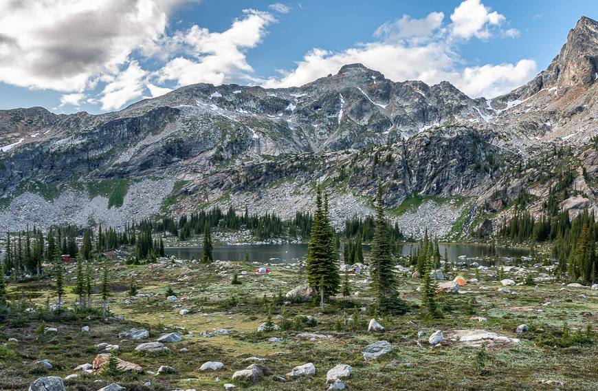 Overview of the campsite at Gwillm Lakes