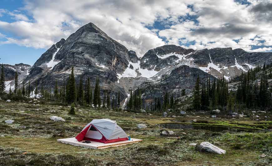 Campsite at Gwillim Lakes in the Kootenay Rockies