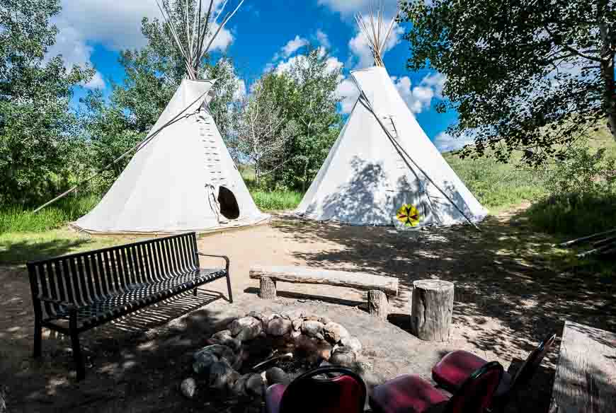 Teepees seen on the Path of the People trail, Wanuskewin Heritage Park