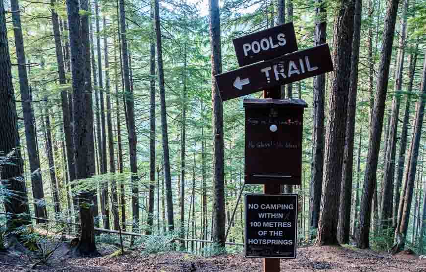 Signage directing you to Halfway Hot Springs