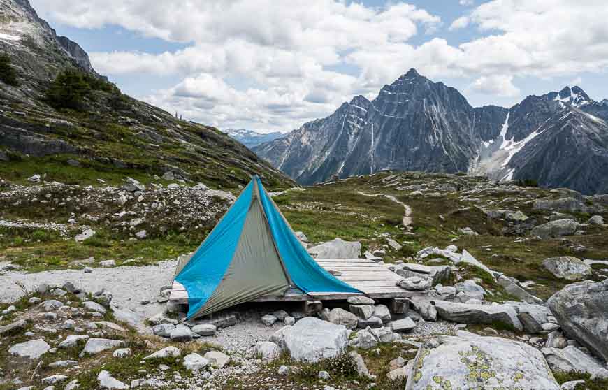 Tent platforms are available at the top of the Hermit Trail