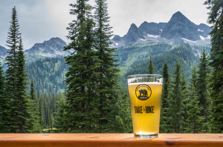 Beer with the words Take a Hike on the glass