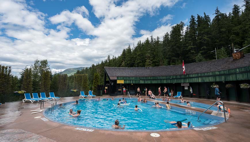 Notice the mountainous setting for the hot springs