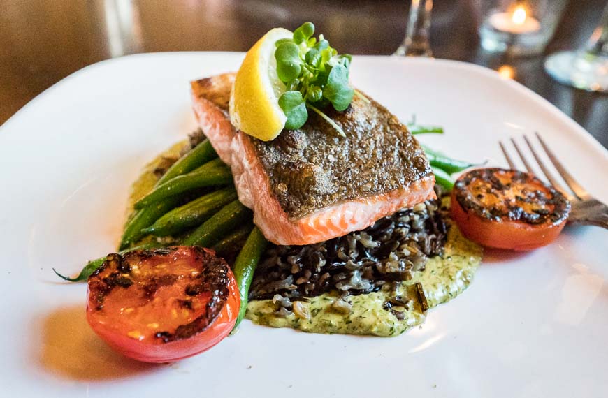 Salmon meal at Woolsey Creek Bistro