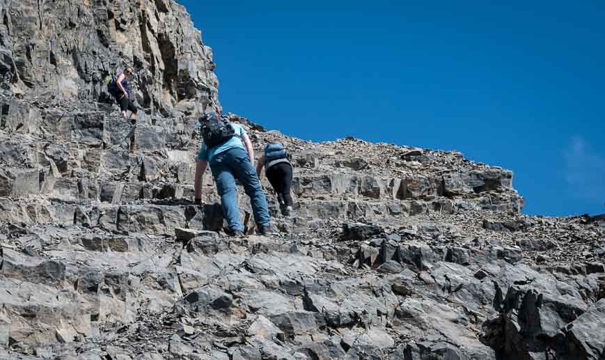 The uncomfortable part for some through an exposed section of rock