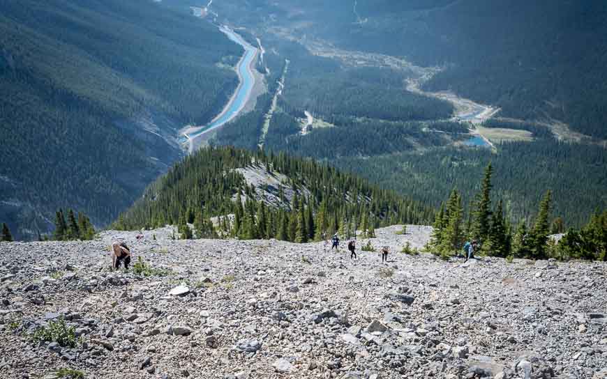 A long section of scree on the hike