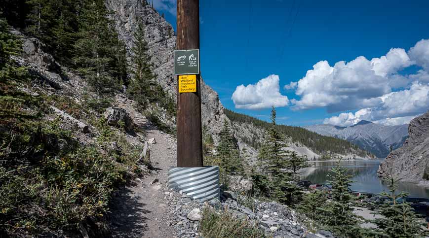 The trailhead across from the reservoir