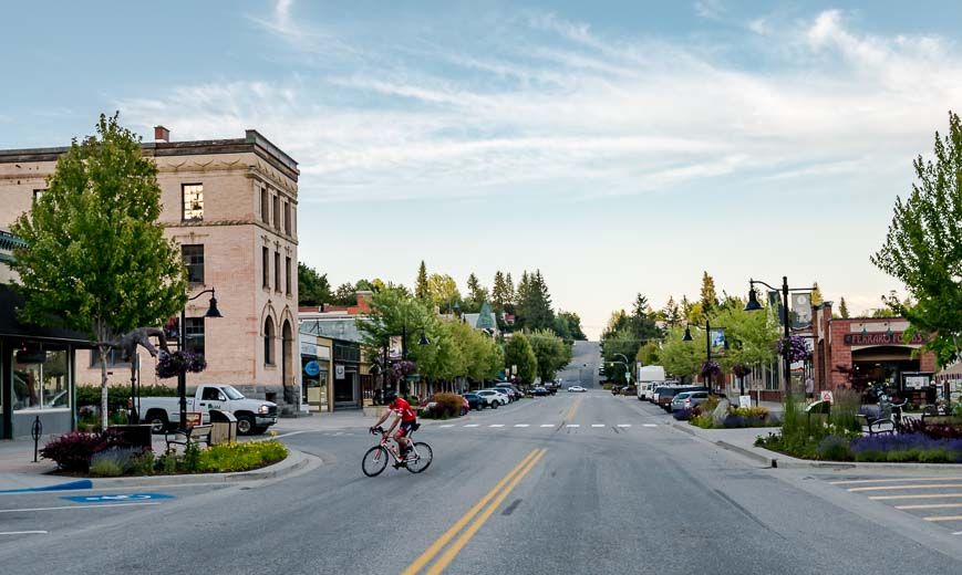 The pretty main street in downtown Rossland BC